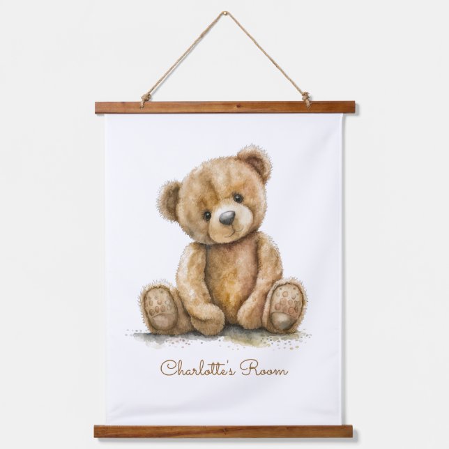 Tapisserie Suspendue Boho Teddy Bear Nursery personnalisée (Recto)