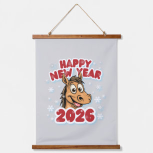 Tapisserie Suspendue Bonne année 2026 : Année du Cheval Mascotte