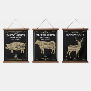 Tapisserie Suspendue Bouchers vintages Définir la découpe de viande