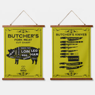 Tapisserie Suspendue Bouchers vintages Viande de porc coupée