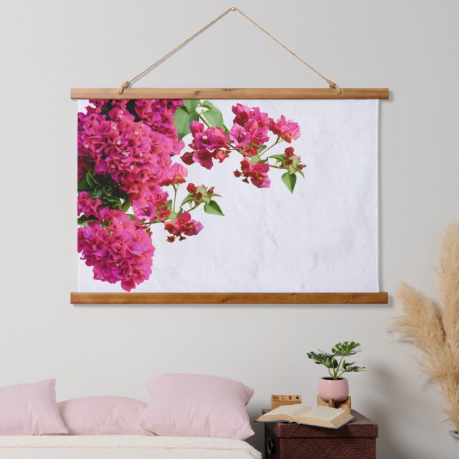 Tapisserie Suspendue Bougainvilliers Floral Méditerranée Grecque (Chambre à coucher)