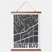 Boulevard Sunset - Carte de rue Dark Minimal Art