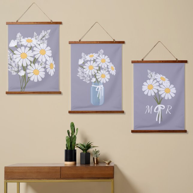 Tapisserie Suspendue Bouquet de fleurs de marguerite blanche Ensemble d (Asymétrique)