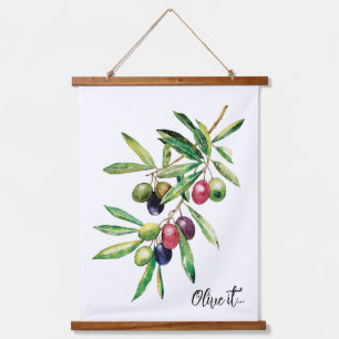 Tapisserie Suspendue Branche d'olive aquarelle