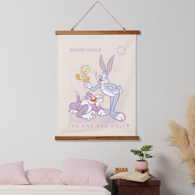 Tapisserie Suspendue BUGS BUNNY™, TWEETY™, SYLVESTER™ Squad Buts (Chambre à coucher)