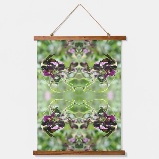 Tapisserie Suspendue Bumble Bee Sur Rose Flower Nature Abstraite (Recto)