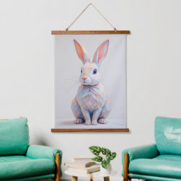 Tapisserie Suspendue Bunny Basse-Poly Pastel