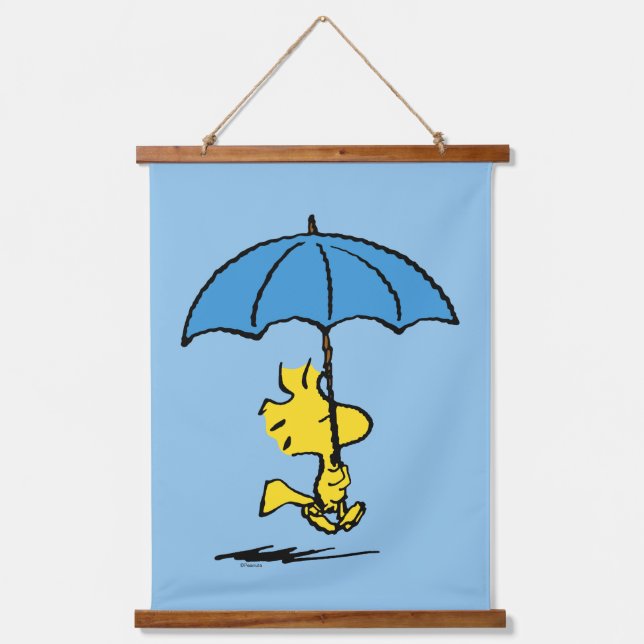 Tapisserie Suspendue cacahuètes | Parapluie bleu Woodstock (Recto)
