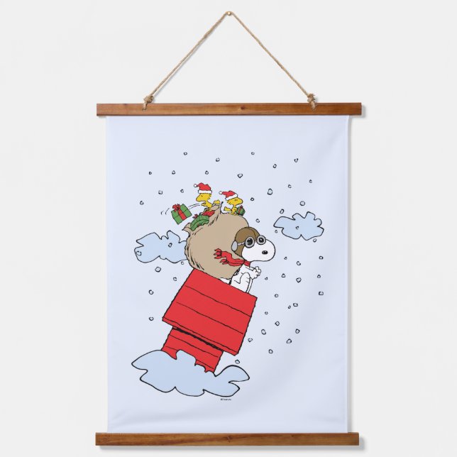 Tapisserie Suspendue cacahuètes | Snoopy l'As Volant à Noël (Recto)
