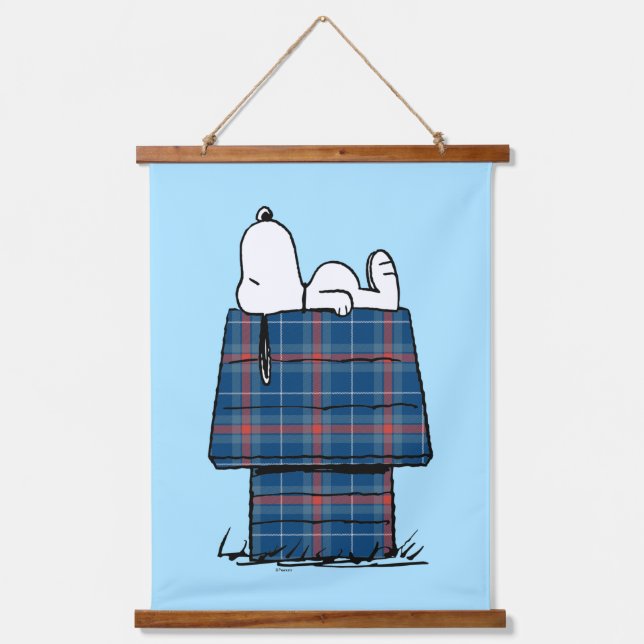 Tapisserie Suspendue cacahuètes | Snoopy Plaid Flannel Holiday Dog Hous (Recto)