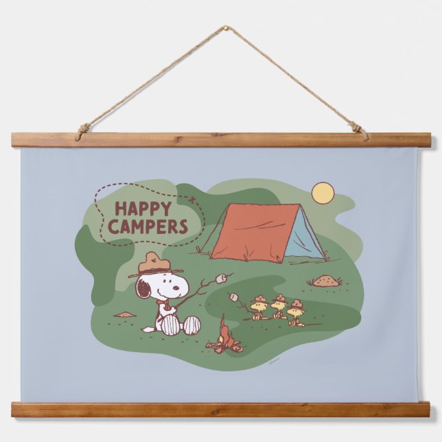 Tapisserie Suspendue cacahuètes | Snoopy & Woodstock Happy Campers 2 (Devant)