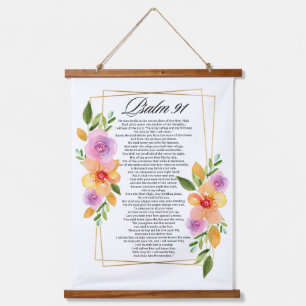 Tapisserie Suspendue Cadre géométrique floral Psalm 91
