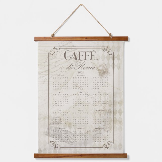 Tapisserie Suspendue Caffe Roma 2026 Wall Calendar Art (Recto)