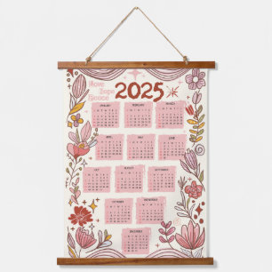 Tapisserie Suspendue Calendrier 2025 Amour floral, Espoir, Paix