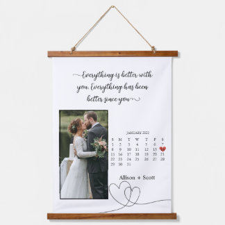 Tapisserie Suspendue Calendrier Mois Photo Couple Anniversaire Mariage