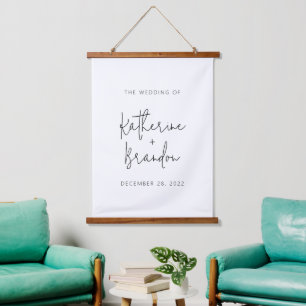 Tapisserie Suspendue Calligraphie de script moderne Couple Mariage mini