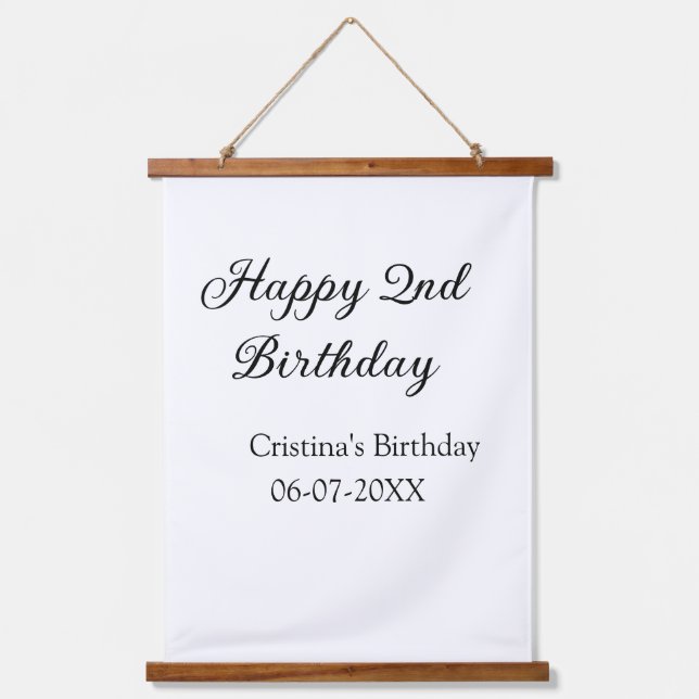 Tapisserie Suspendue calligraphie simple minimum heureux 2e anniversair (Recto)