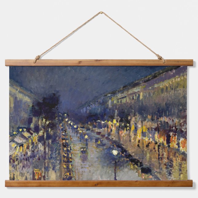 Tapisserie Suspendue Camille Pissarro - Boulevard Montmartre en nuit (Devant)