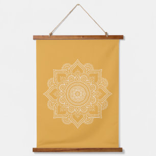 Tapisserie Suspendue Canvas de Mandala géométrique Jaune Soleil Moderne