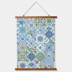 Tapisserie Suspendue Carreaux d'azulejo bleus et jaunes