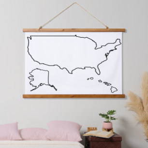 Tapisserie Suspendue Carte américaine - Plan blanc États-Unis