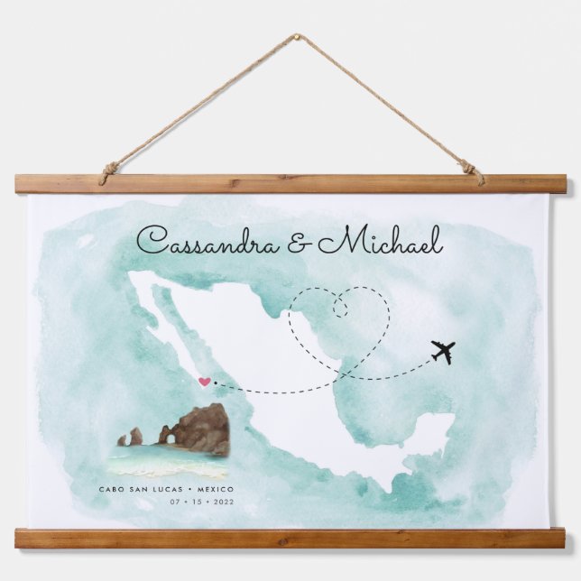 Tapisserie Suspendue Carte d'eau du Mexique | Cabo | Mariage de destina (Devant)