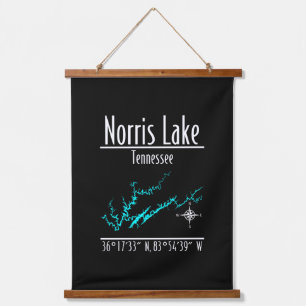 Tapisserie Suspendue Carte des coordonnées du rivage du lac Norris Tenn