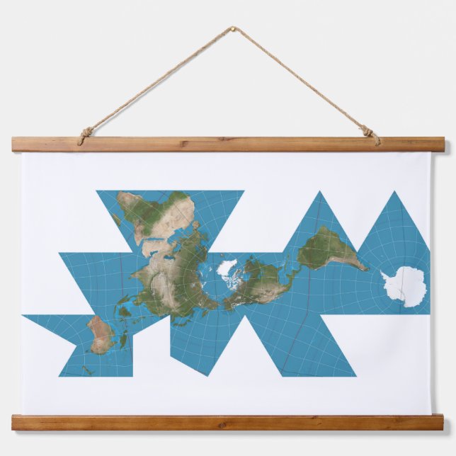Tapisserie Suspendue Carte du monde Dymaxion ou projection de la carte  (Devant)