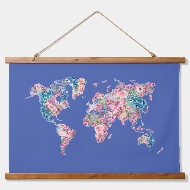 Tapisserie Suspendue Carte Floral World (Devant)