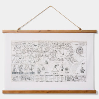 Tapisserie Suspendue Carte Française Canada (Québec) par Champlain 1612