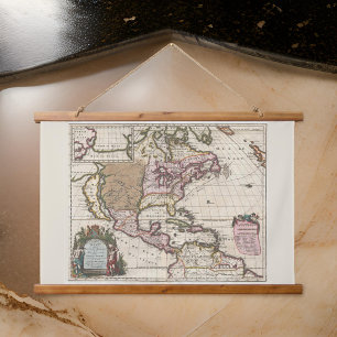 Tapisserie Suspendue Carte historique rare de l'ancien monde Amérique d