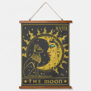 Tapisserie Suspendue Carte Tarot Crescent Moon Cleopatra Et Sphynx Cat