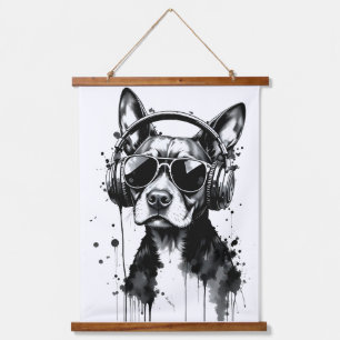 Tapisserie Suspendue Casque de chien cool Cute Animaux de compagnie enc