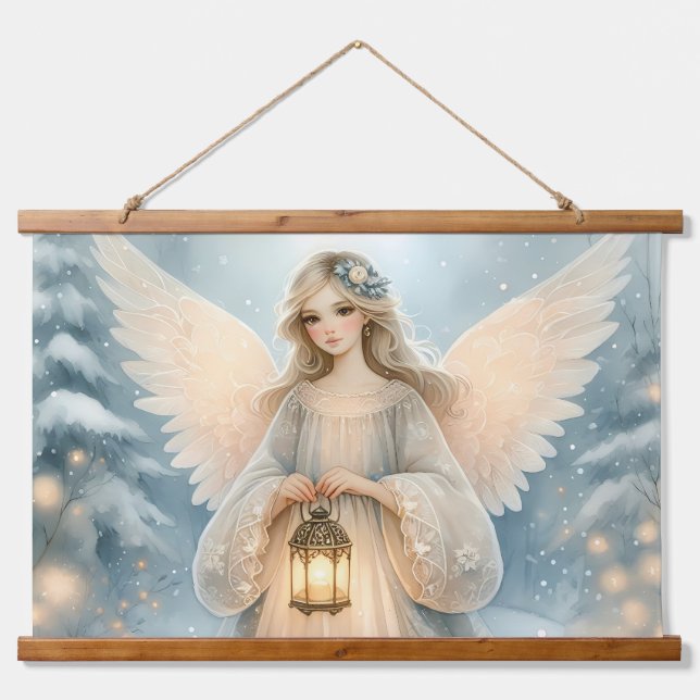 Tapisserie Suspendue Celestial Winter Angel Lantern of Grace (Devant)