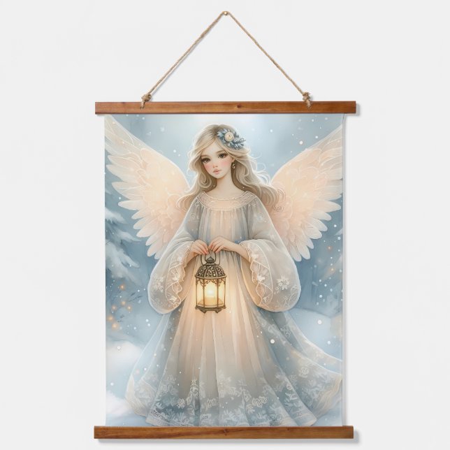 Tapisserie Suspendue Celestial Winter Angel Lantern of Grace (Recto)