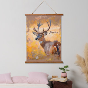 Tapisserie Suspendue Cerfs Majestueux dans un Champ de Fleurs Sauvages