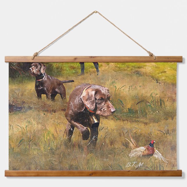 Tapisserie Suspendue Chasse au faisan avec un Poudelpointers (Devant)