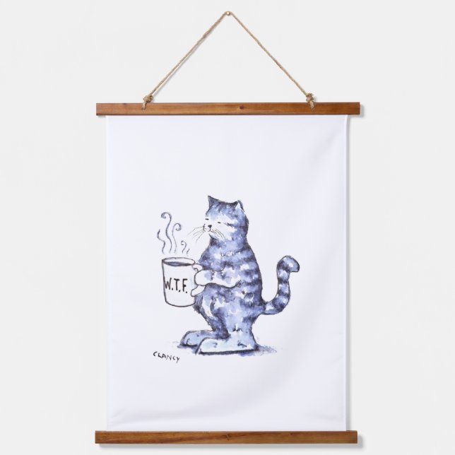 Tapisserie Suspendue Chat bleu avec muqueuse WTF (Recto)