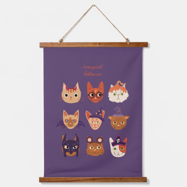 Tapisserie Suspendue Chat Meowgical en costumes Halloween (Recto)