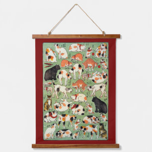 Tapisserie Suspendue Chats drôles japonais, Yoshifuji, Ukiyo-e