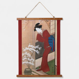 Tapisserie Suspendue Cherry Blossoms et une femme, Shunsho
