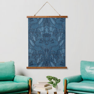 Tapisserie Suspendue Chic motif botanique Art nouveau Iris bleu