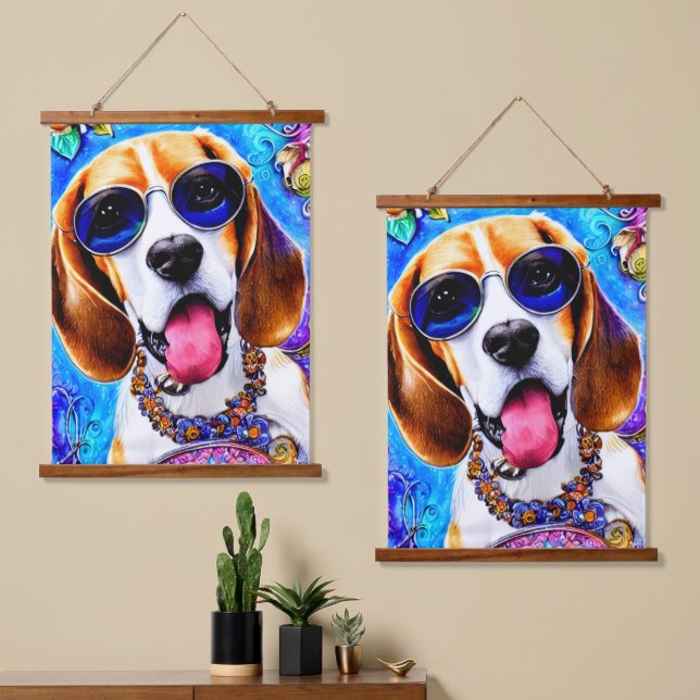 Tapisserie Suspendue Chien Beagle fou (Asymétrique)
