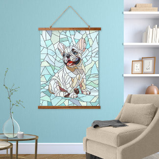 Tapisserie Suspendue Chien de taureau français mignon - mosaïque pastel