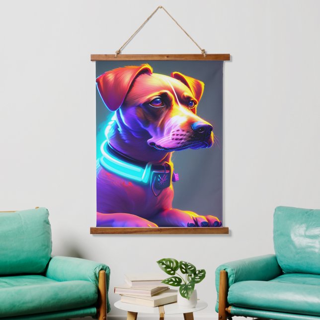 Tapisserie Suspendue Chien moderne couleur néon (Créateur téléchargé)