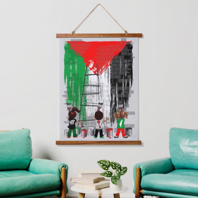 Tapisserie Suspendue Children of Gaza Painting Palestine Flag  (Salon)