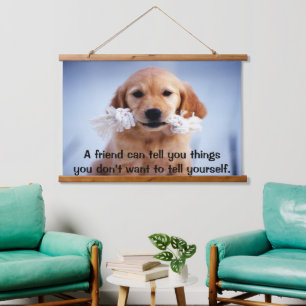 Tapisserie Suspendue Chiot Golden Retriever avec une corde blanche