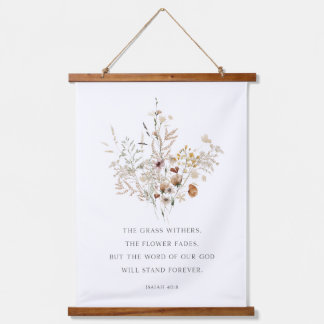Tapisserie Suspendue Christian Floral Wall Art Isaïe 40:8