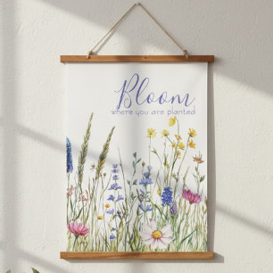 Tapisserie Suspendue Citation de Fleur Sauvage en Fleur – Cadeau d'Art