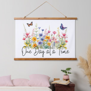 Tapisserie Suspendue Citation Inspirante de Fleur Sauvage Un Jour à la